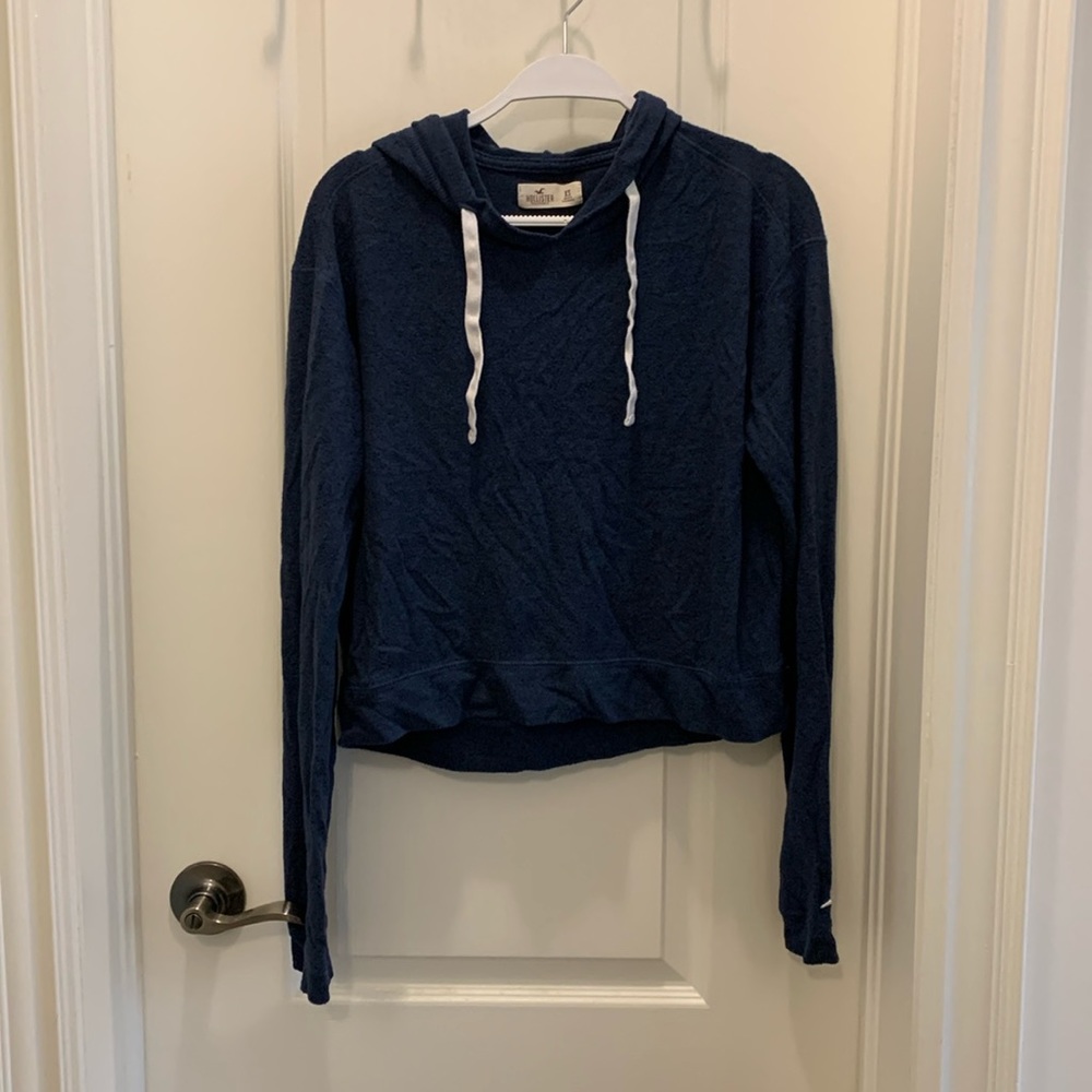 3/$35 hollister soft dark blue hoodie (size xs)